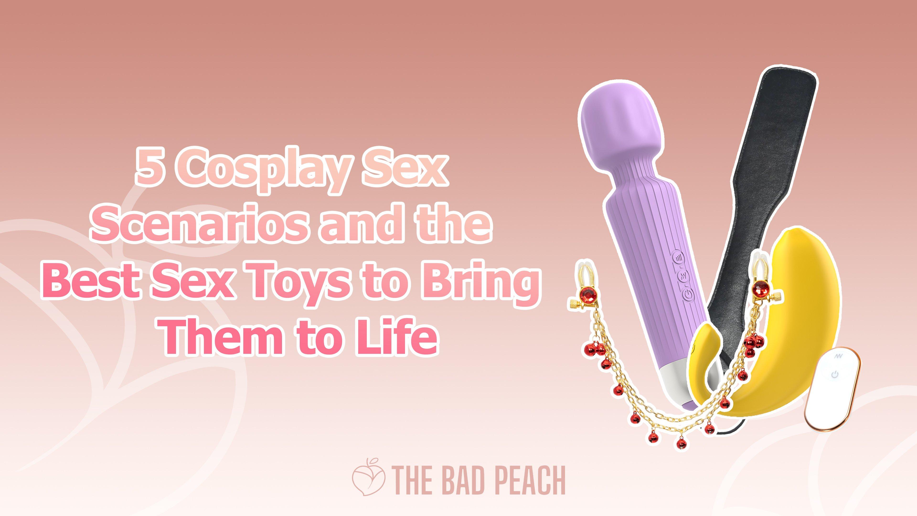 Cosplay sex toys: Wand vibrator, paddle, and rabbit vibrator.