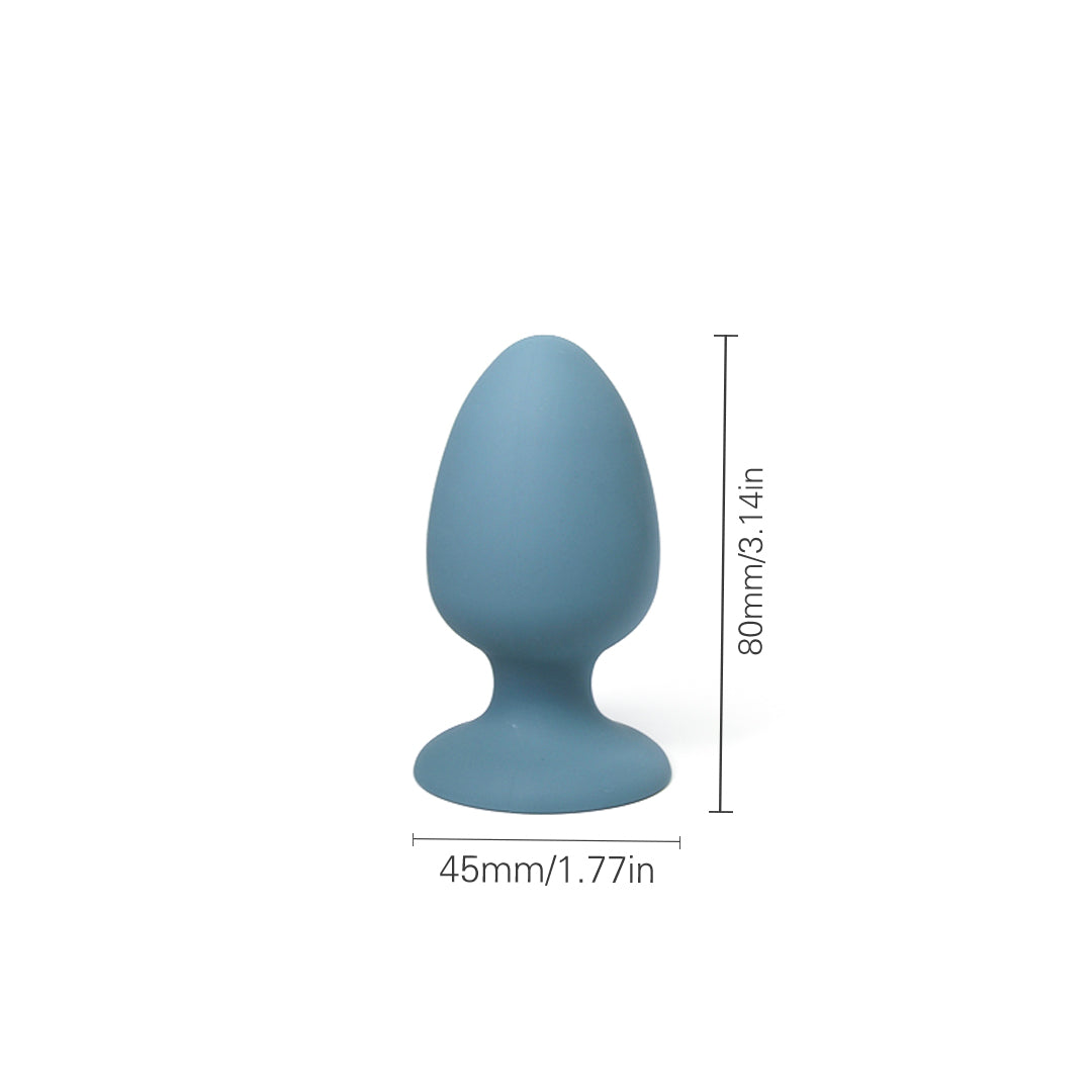 Whispering Vale Dark Blue Anal Plug with size information