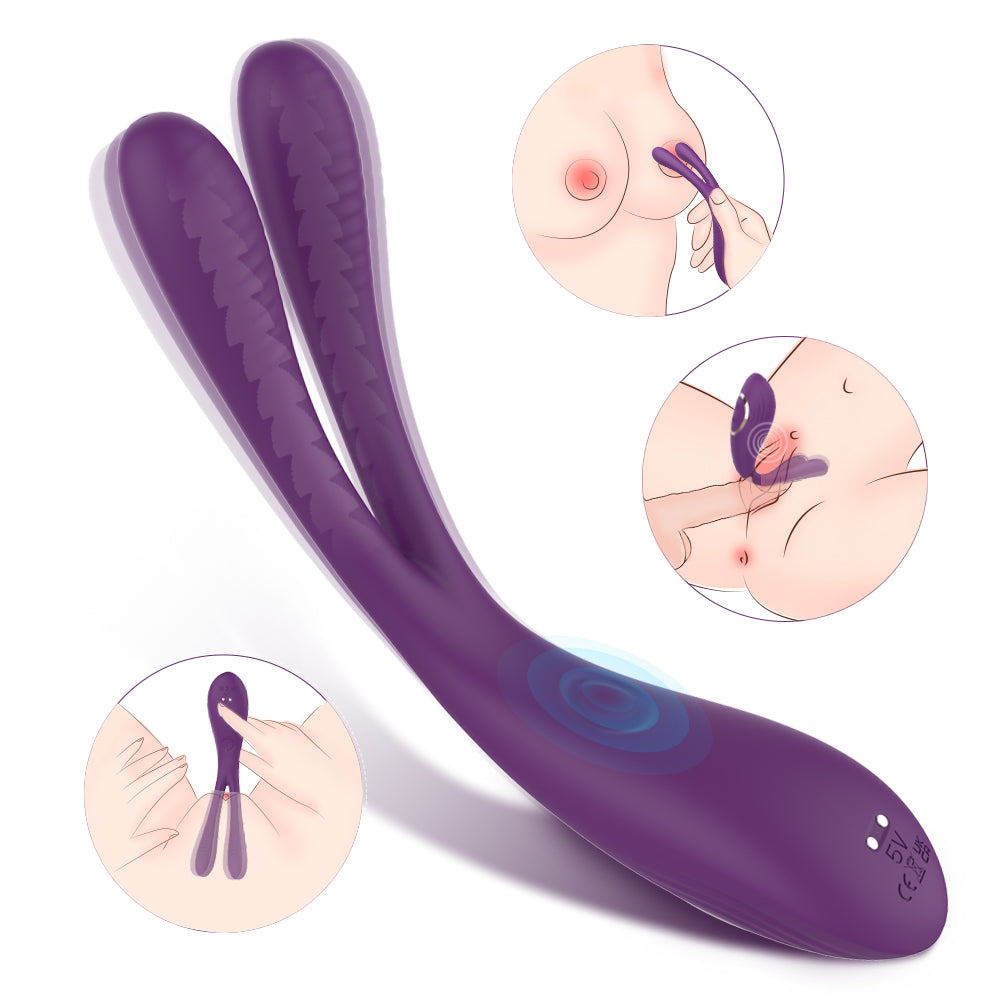 Purple Rabbit Vibrator showing clitoral and nipple stimulation