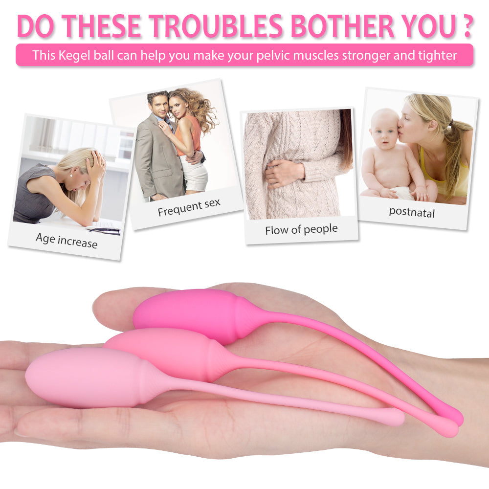 Kegel exercise set for pelvic muscles, address age, sex, postnatal issues.