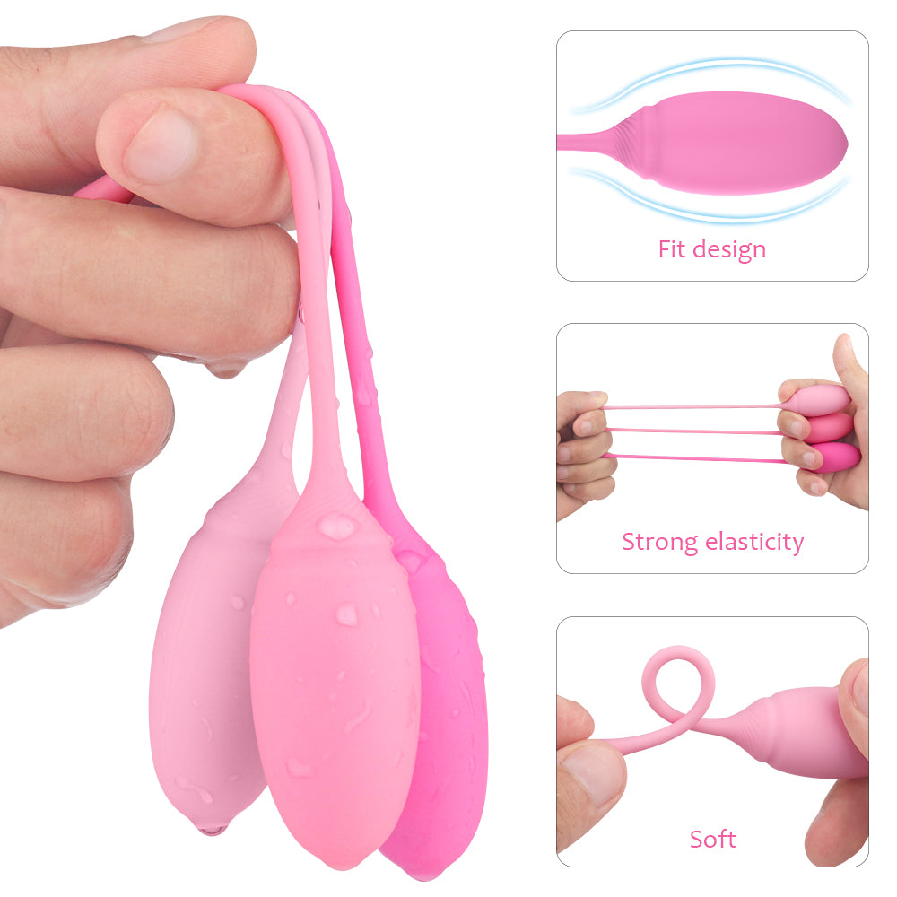 Rose-2 Deluxe Kegel Exercise Set - demonstrating fit, elasticity, and soft material
