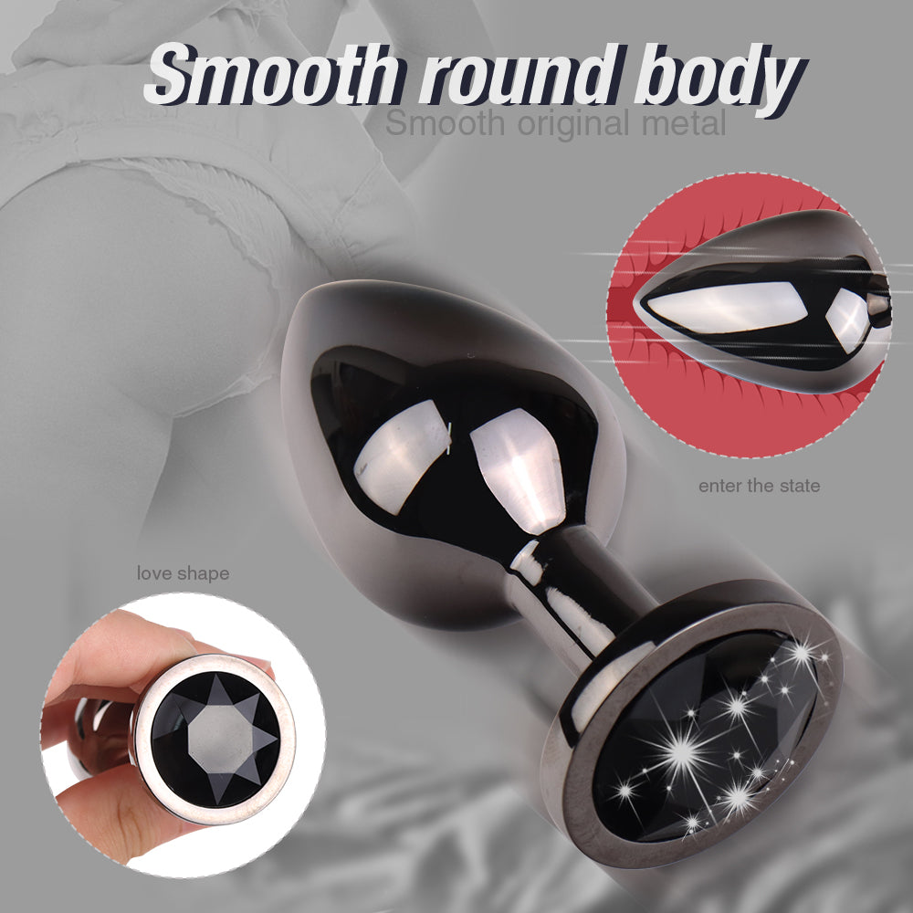 Black Aluminum Butt Plug, Smooth round body