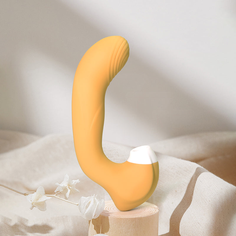 Yellow 2-in-1 Sucking Vibrator for Women
