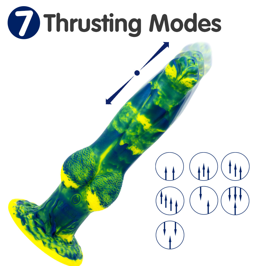 Dragon 7 Thrusting & 7 Vibrating Klein Yellow Dildos 8.86 Inch