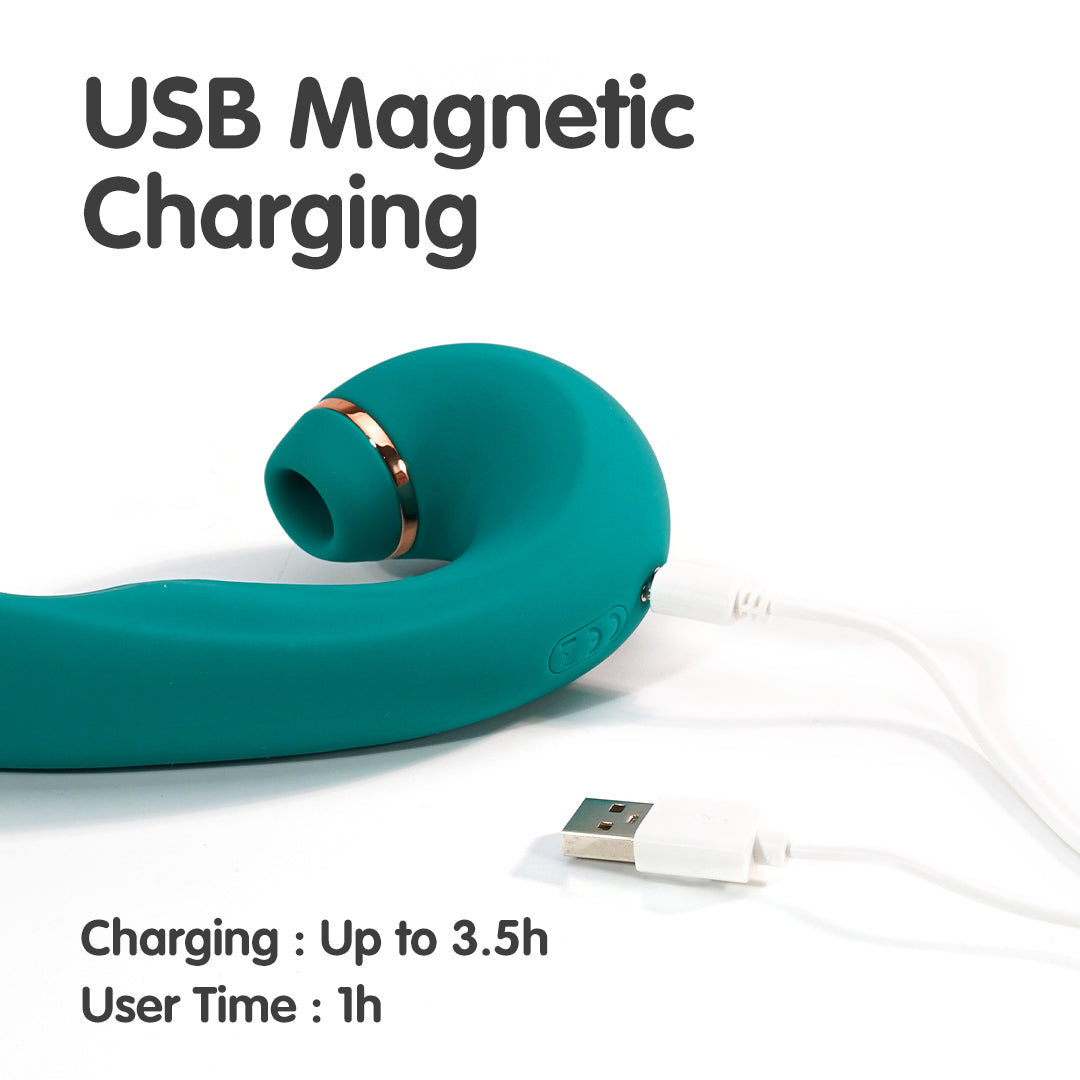 Mappy Hour Teal Vibrator with USB Magnetic Charging