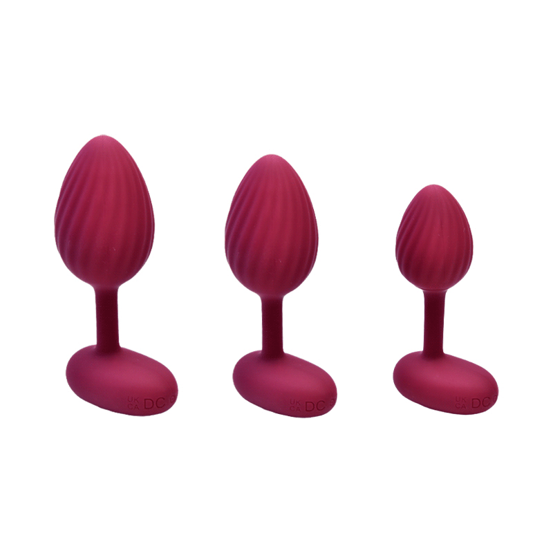 Ruby Trio Silicone Anal Plug Kit, three different sizes.