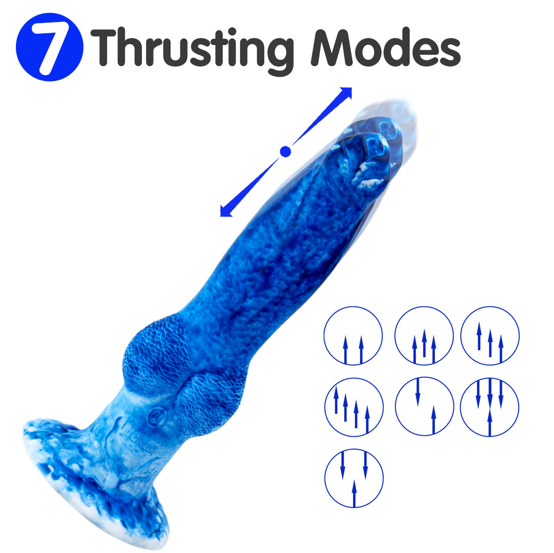 Dragon 7 Thrusting & 7 Vibrating Klein Blue Dildos 8.86 Inch