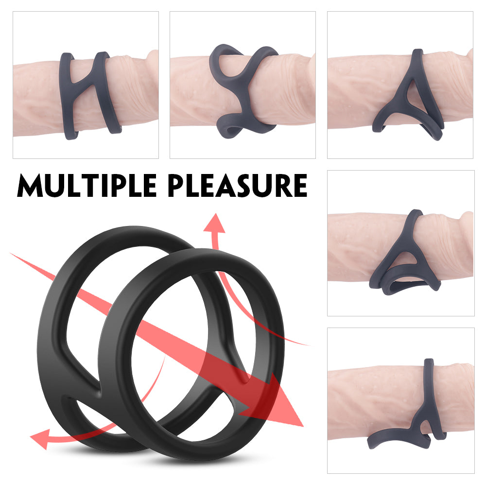 Multiple Pleasure black cock rings from Bad Peach, enhances performance and pleasure
