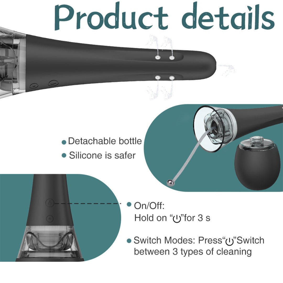 Joy Wand anal douche product details, detachable bottle and cleaning modes