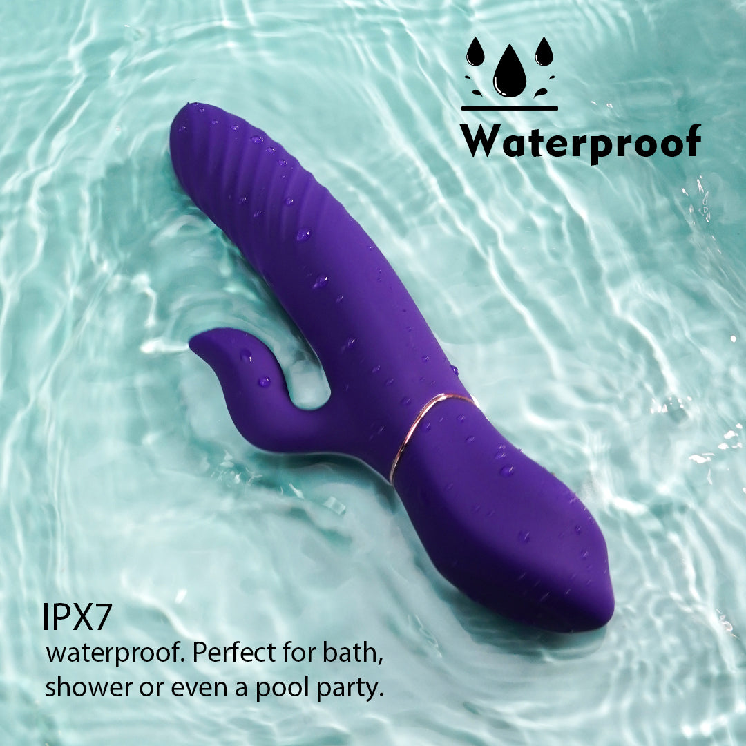 Purple rabbit vibrator in water, IPX7 waterproof