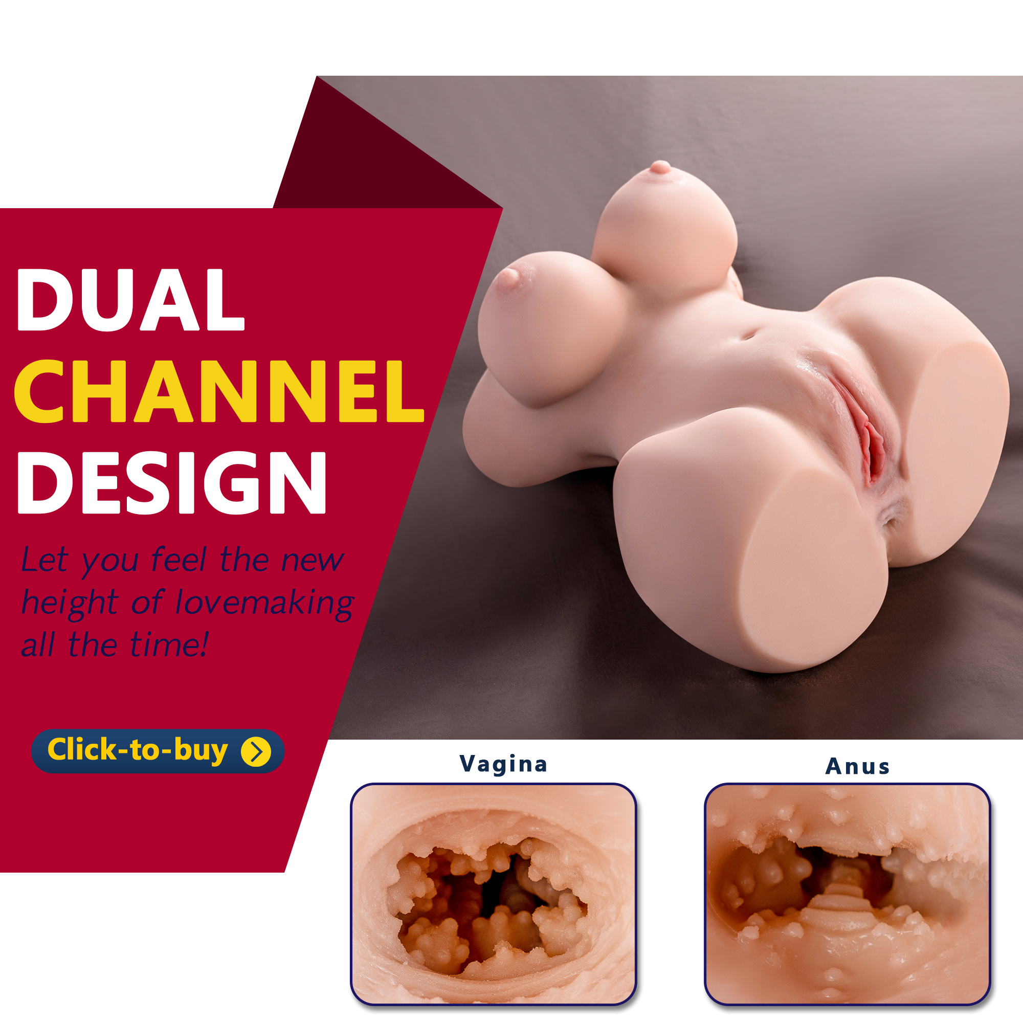 Dual Channel Masturbator with detailed design