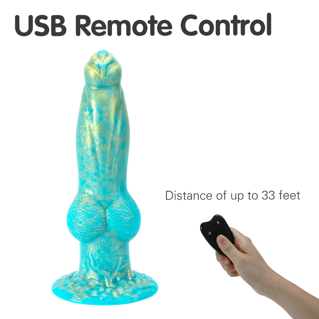 Dragon 7 Thrusting & 7 Vibrating Klein Green Dildos 8.86 Inch
