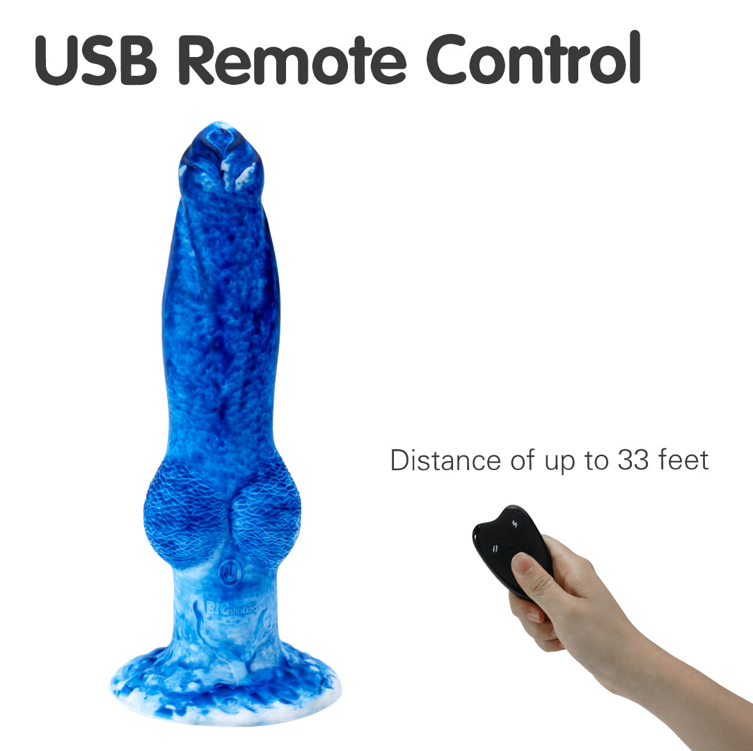 Dragon 7 Thrusting & 7 Vibrating Klein Blue Dildos 8.86 Inch