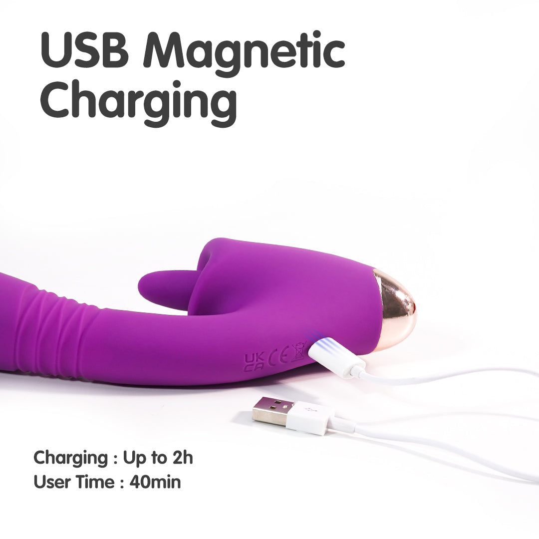 Rabbit vibrator with USB magnetic charging, up to 2h charge