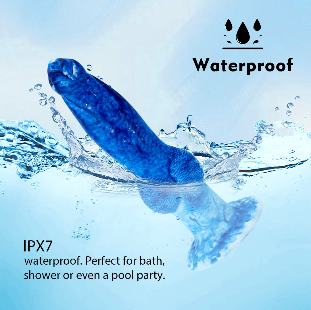 Dragon 7 Thrusting & 7 Vibrating Klein Blue Dildos 8.86 Inch