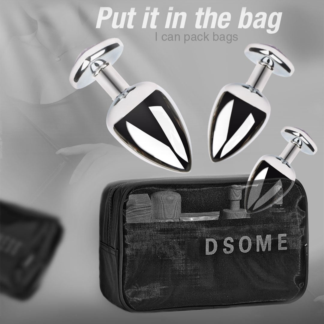 Metal Butt Plug Set with Travel Bag