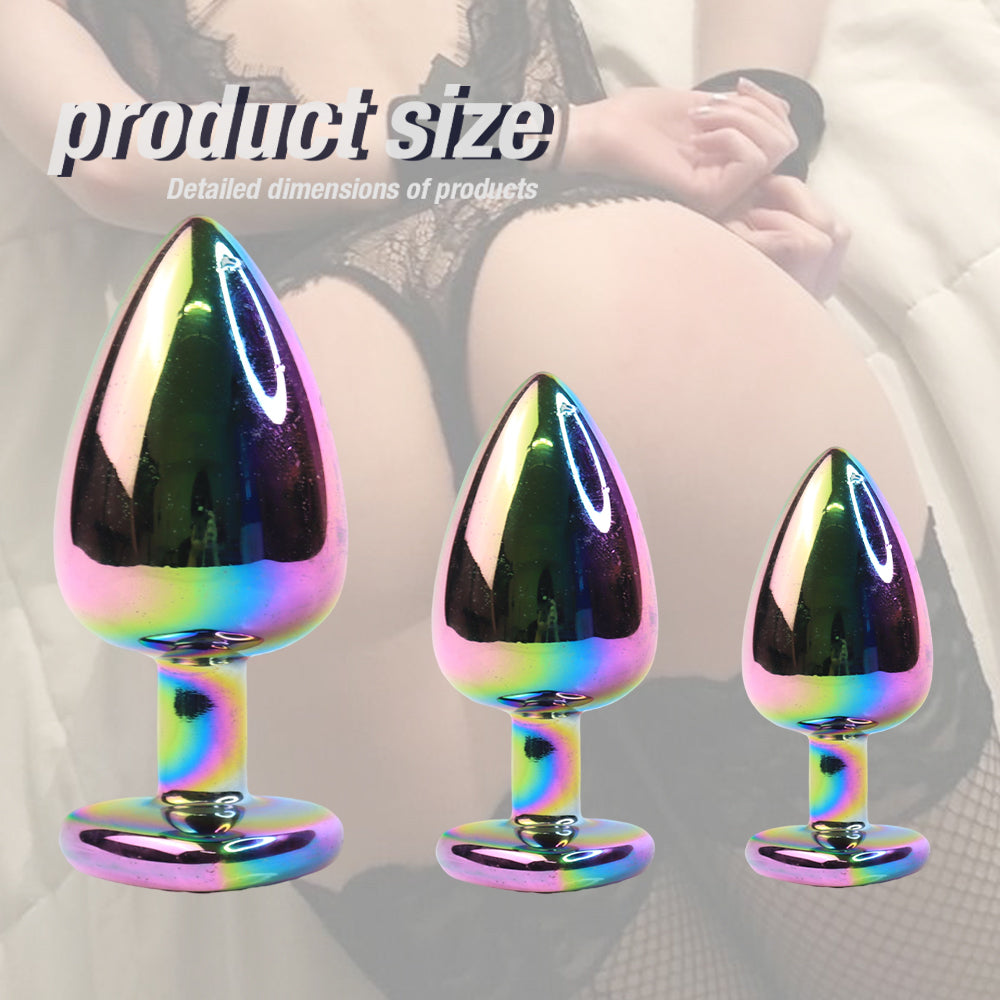 Iridescent butt plugs set, product size