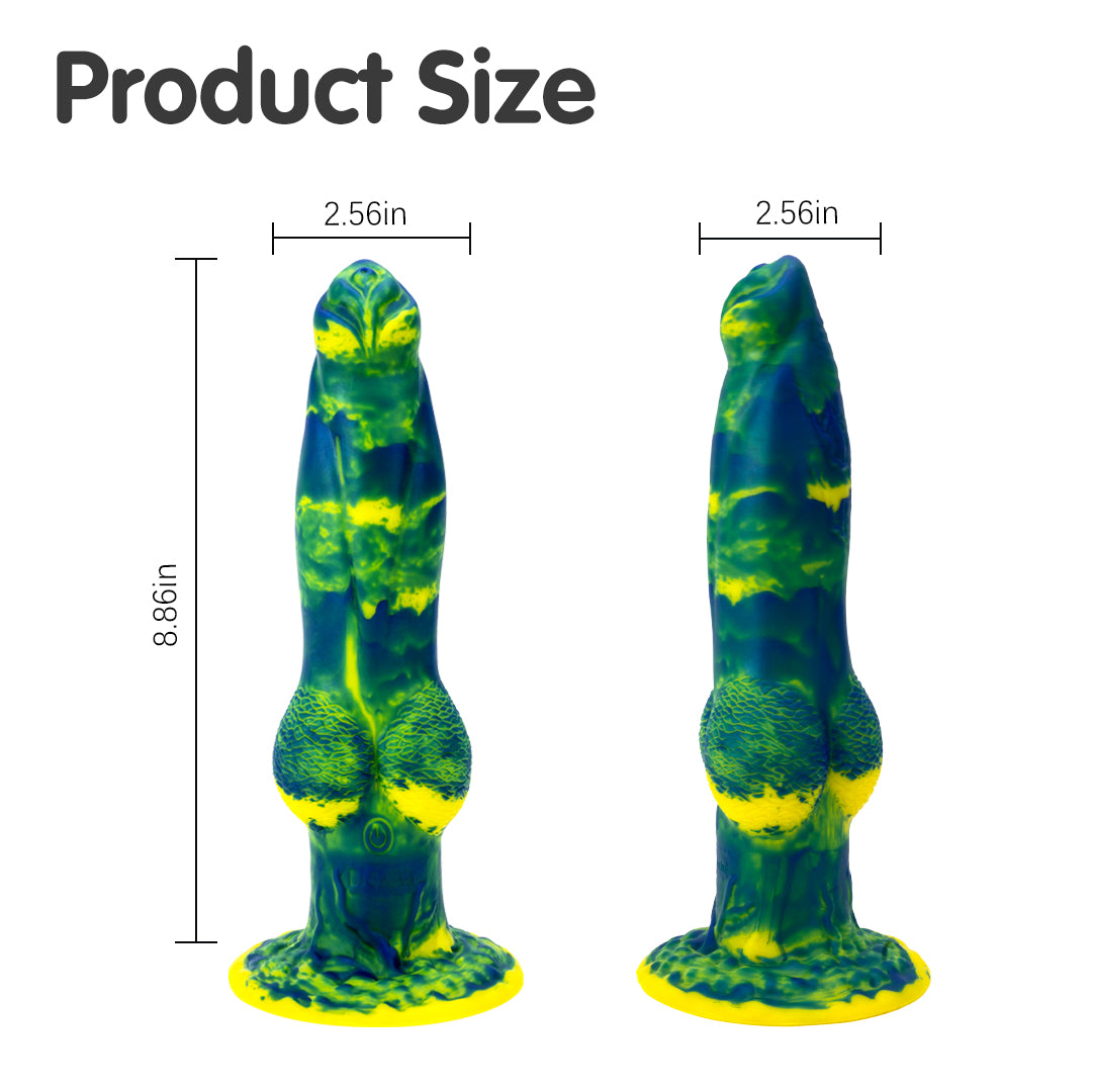 Dildos Klein Amarillos Dragon 7 Empuje y 7 Vibración 22.5 cm