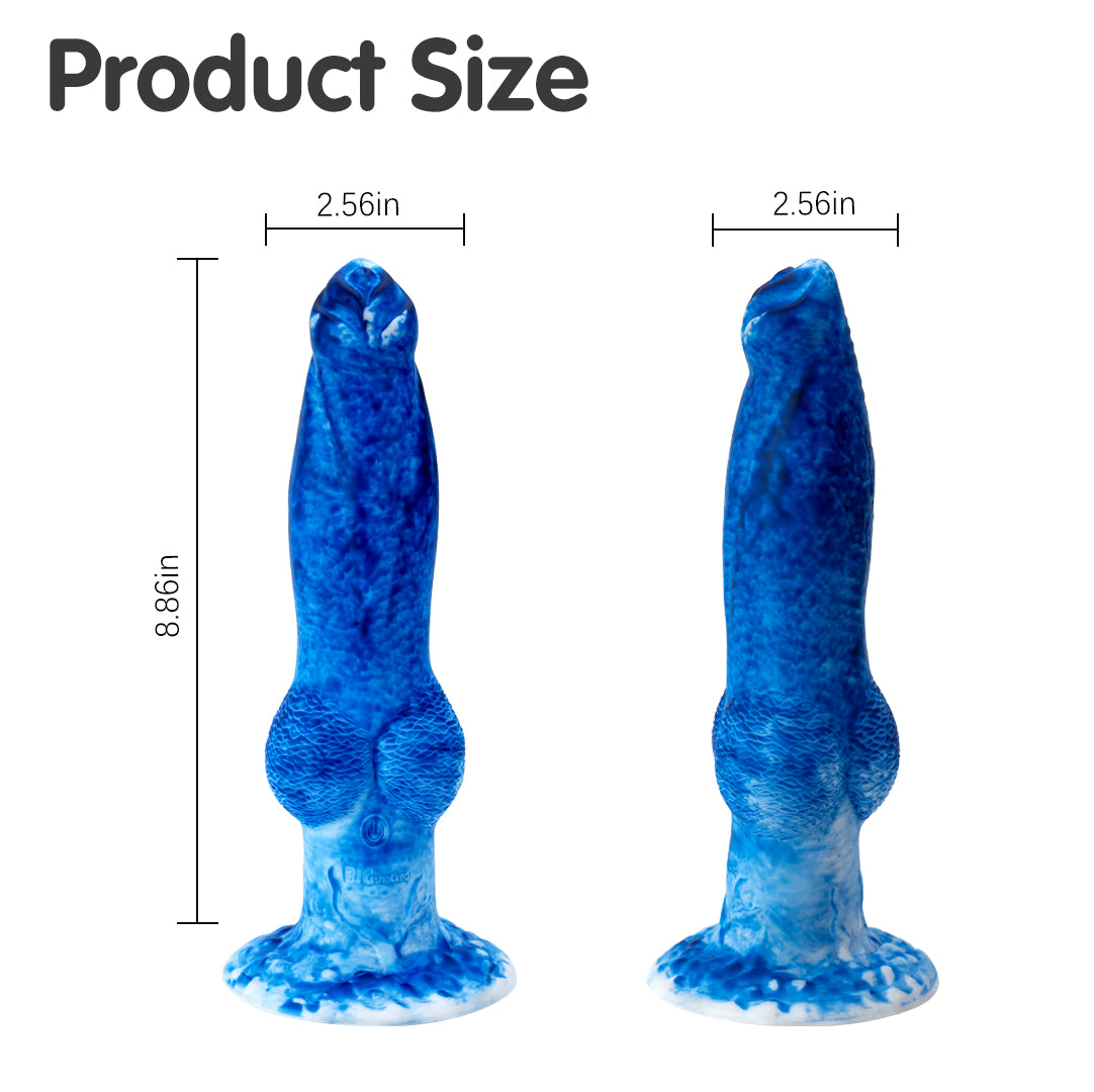 Dragon 7 Thrusting & 7 Vibrating Klein Blue Dildos 8.86 Inch