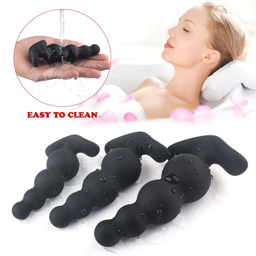 Black Anal Plug Set - Easy to Clean and Safe for Women
