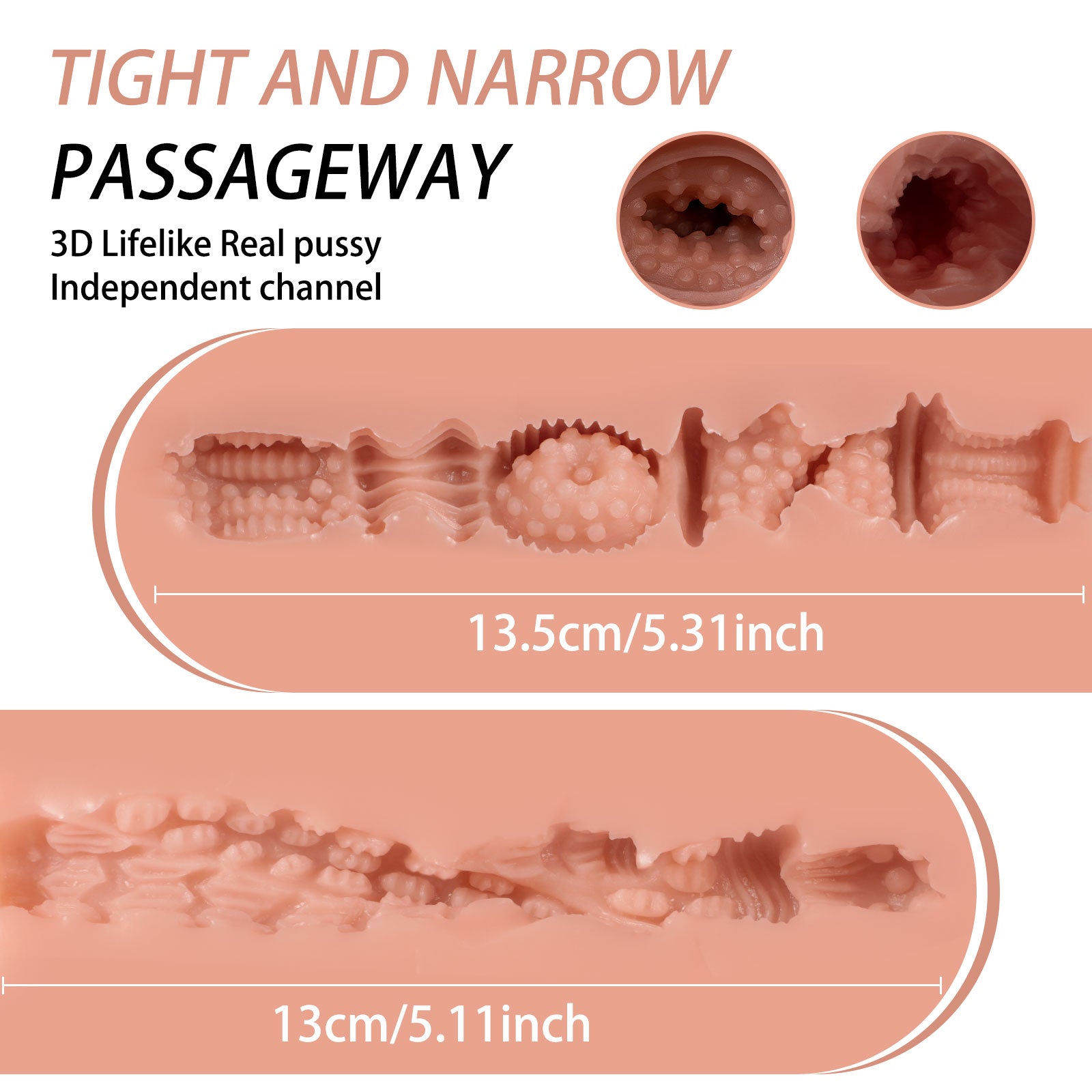 Masturbator internal design detail, realistic pussy structure, Bad Peach