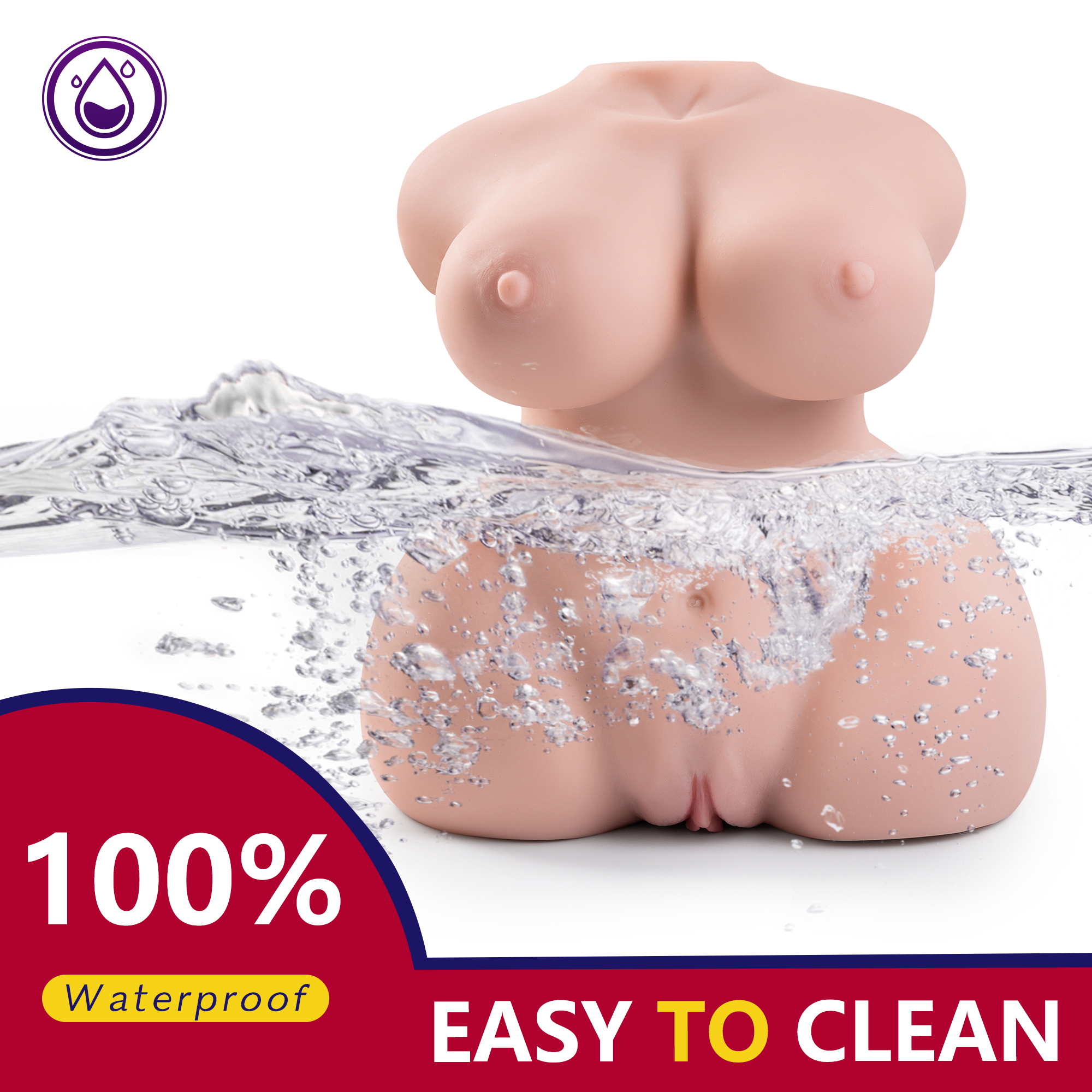 Waterproof realistic masturbator, easy to clean