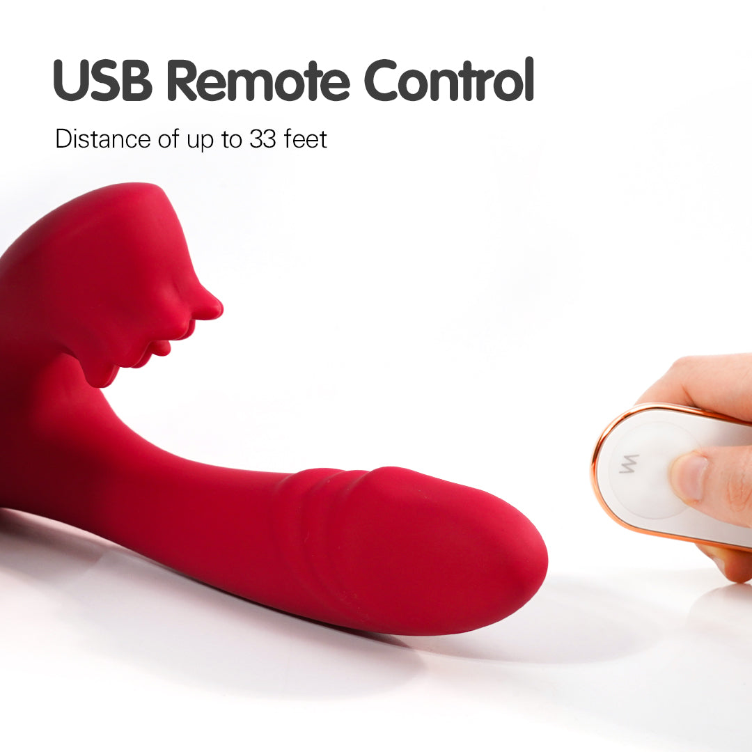 Remote control clitoral licking vibrator, up to 33 feet distance