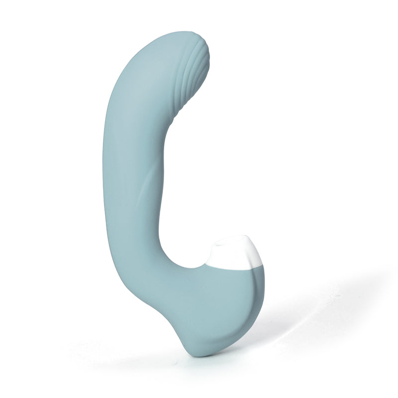 Blue 2-in-1 sucking vibrator for women
