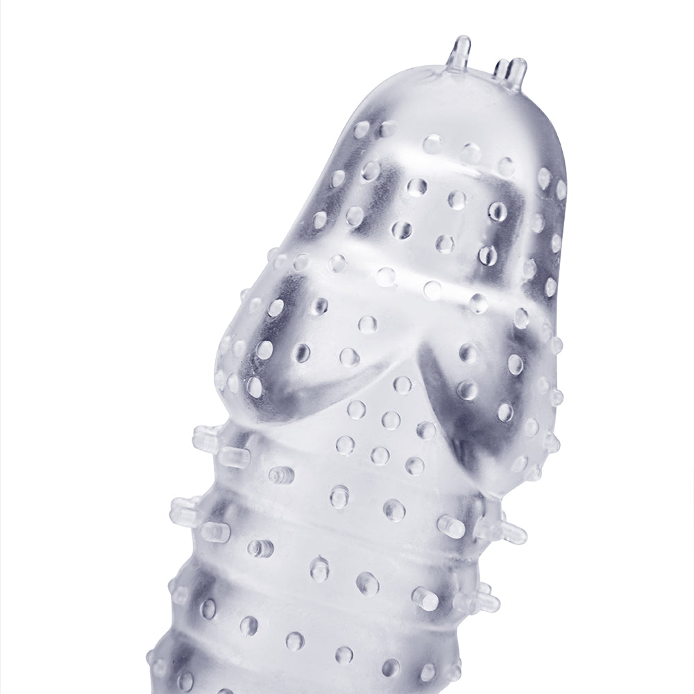 Transparent textured penis sleeve for enhanced pleasure