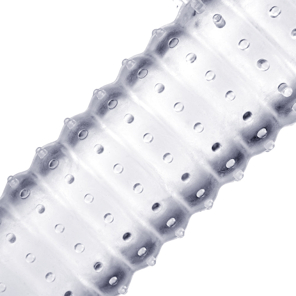 Textured penis sleeve detail, enhances pleasure