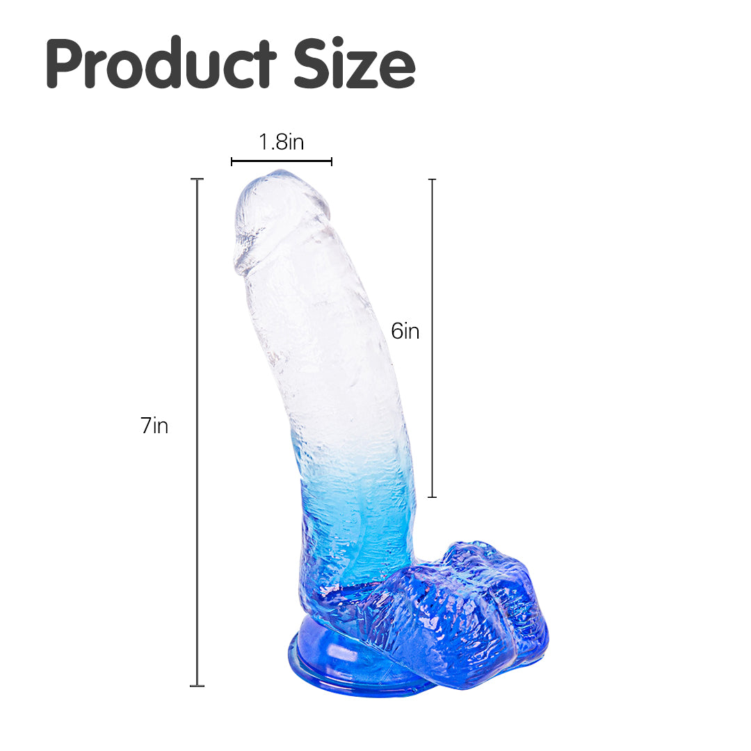 Blue gradient dildo product size guide