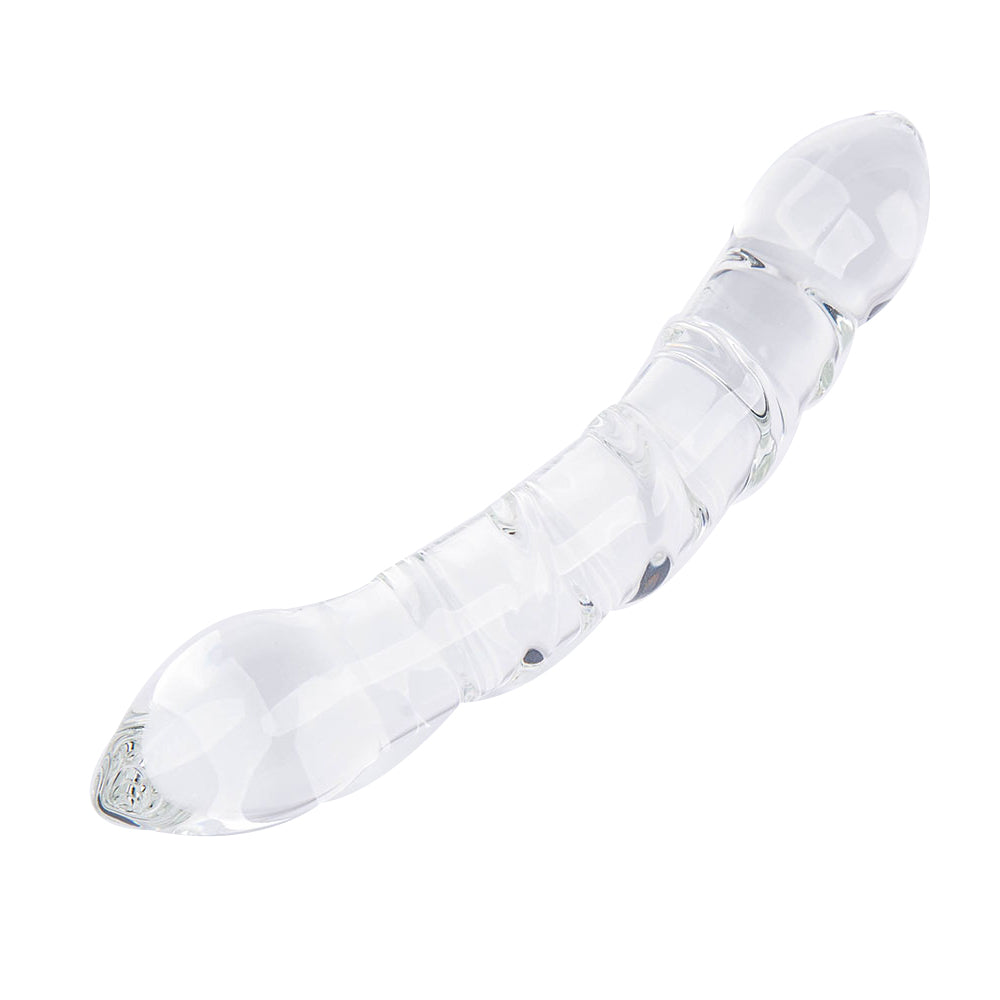 Two-headed clear glass dildo product image