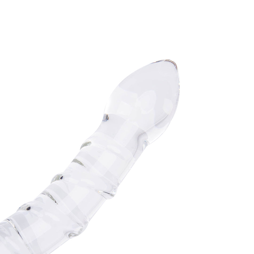 Clear glass two-headed dildo for sensual pleasure