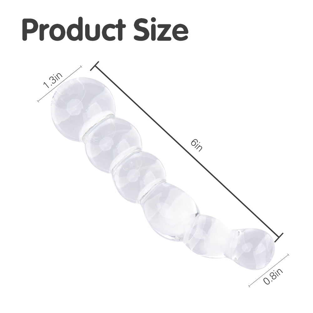 6-inch beaded glass dildo product size, Bad Peach