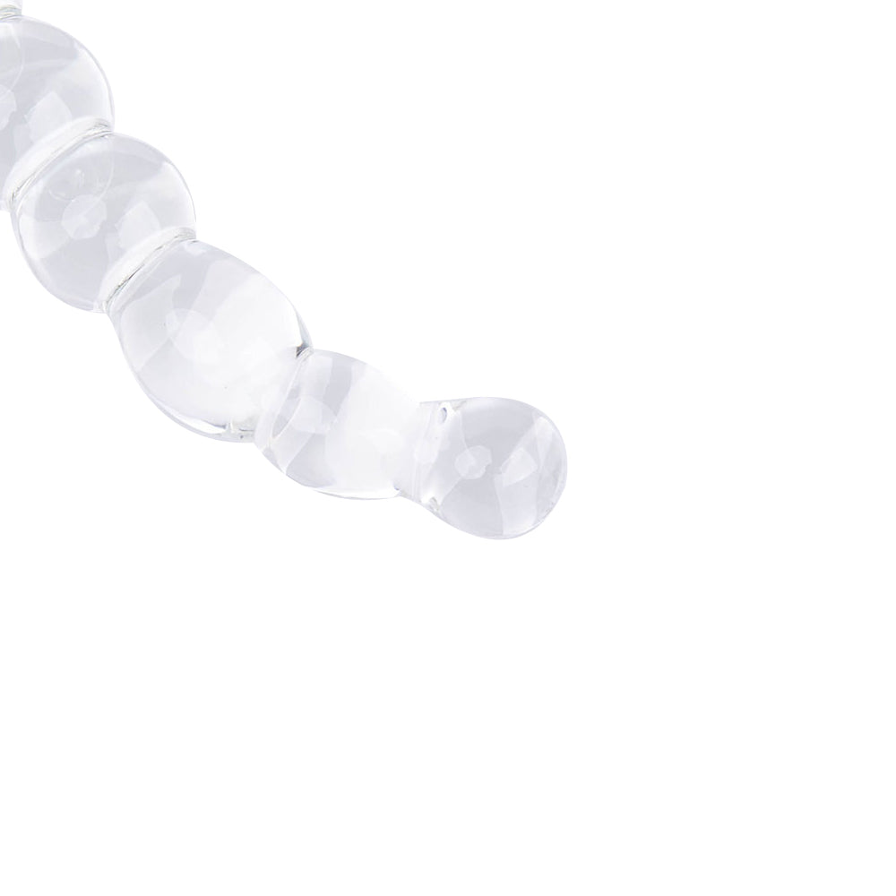 Clear glass beaded dildo for sensual pleasure