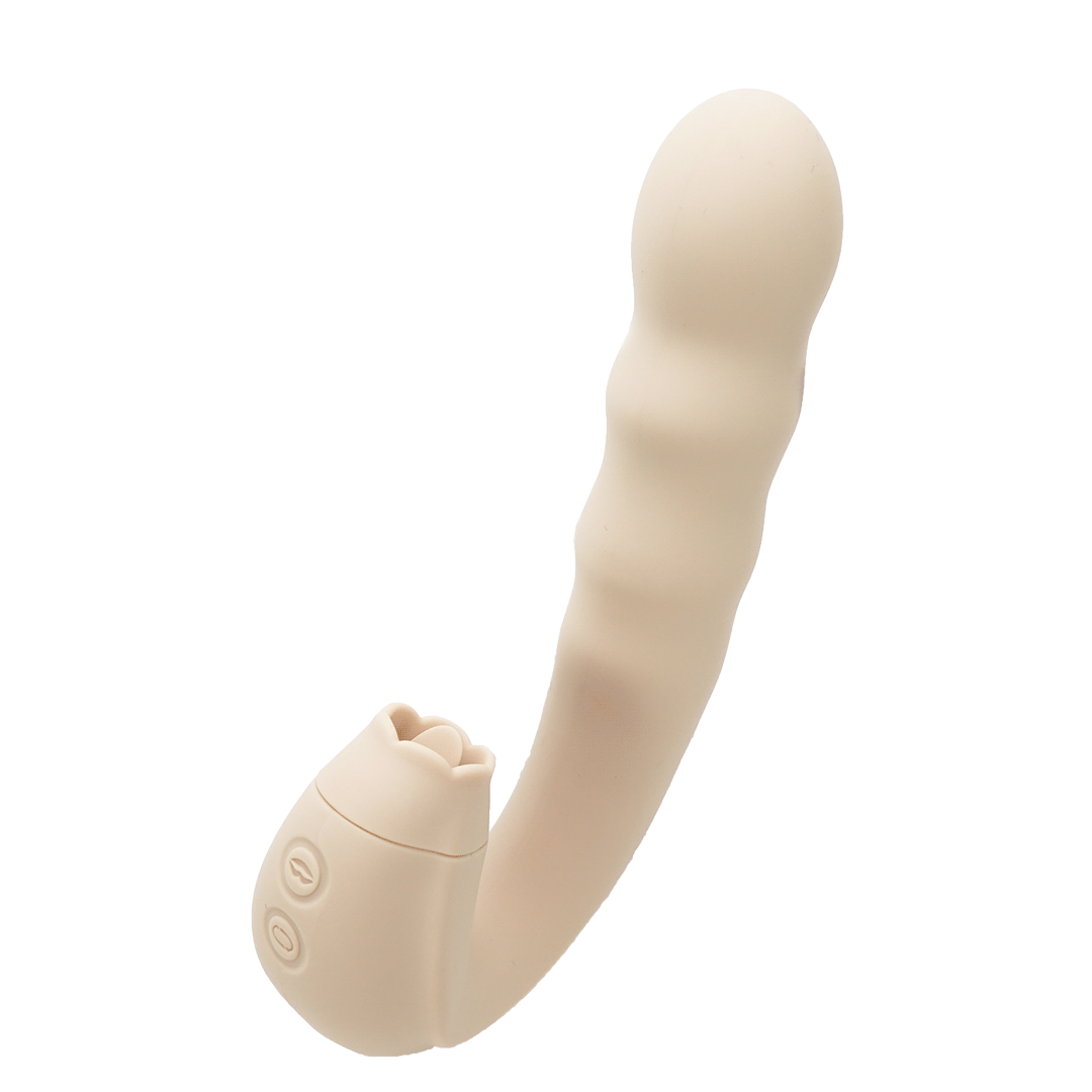 Beige tongue licking vibrator for sensual pleasure