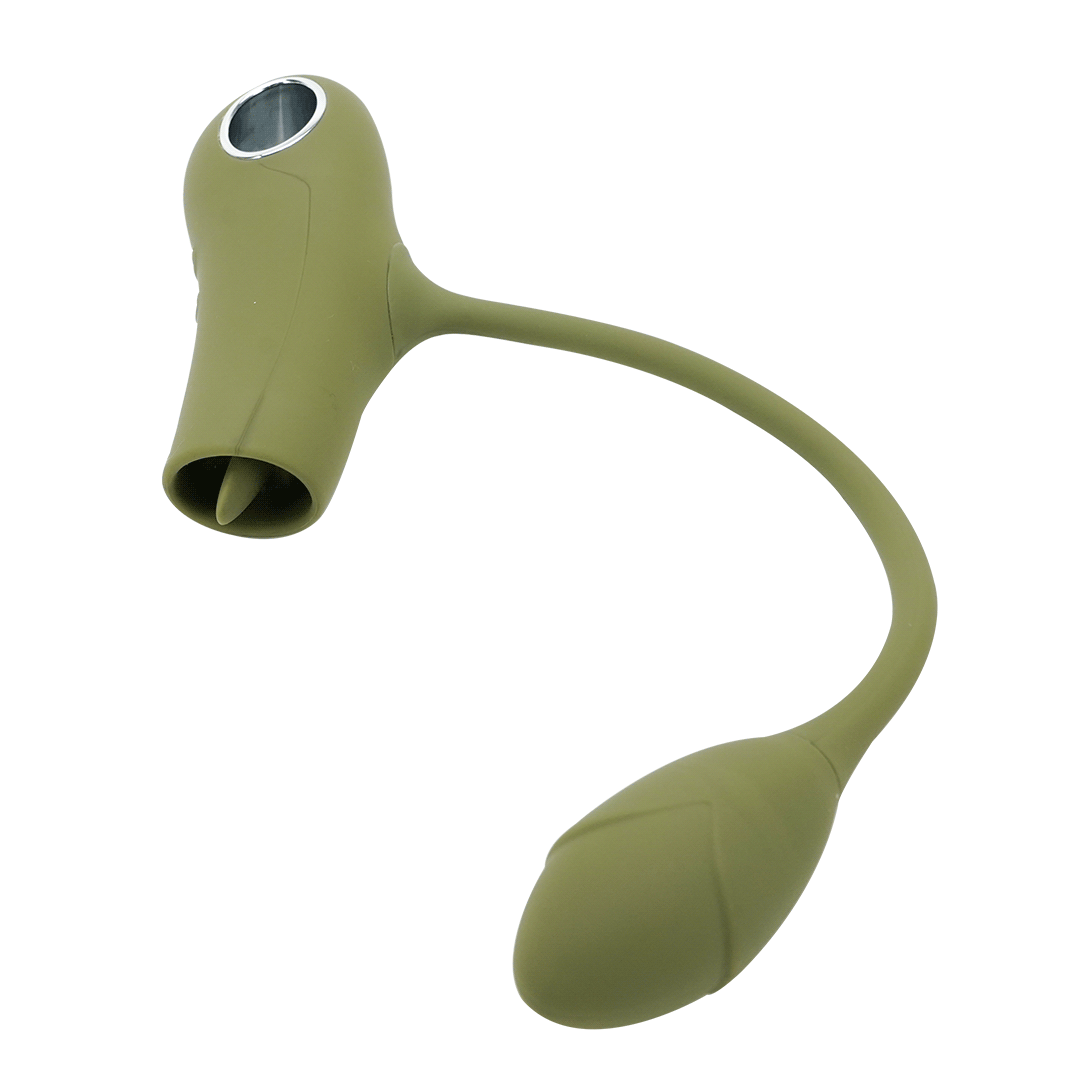 Green tongue licking vibrator for intimate stimulation