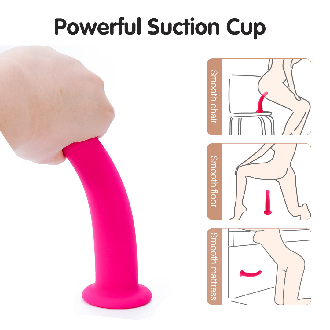 Pink bend over dildo with powerful suction cup for multiple use