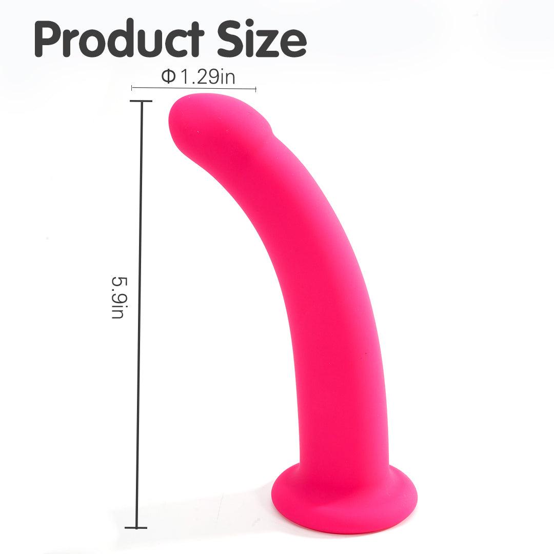 Pink 6-inch bendable dildo, product size details
