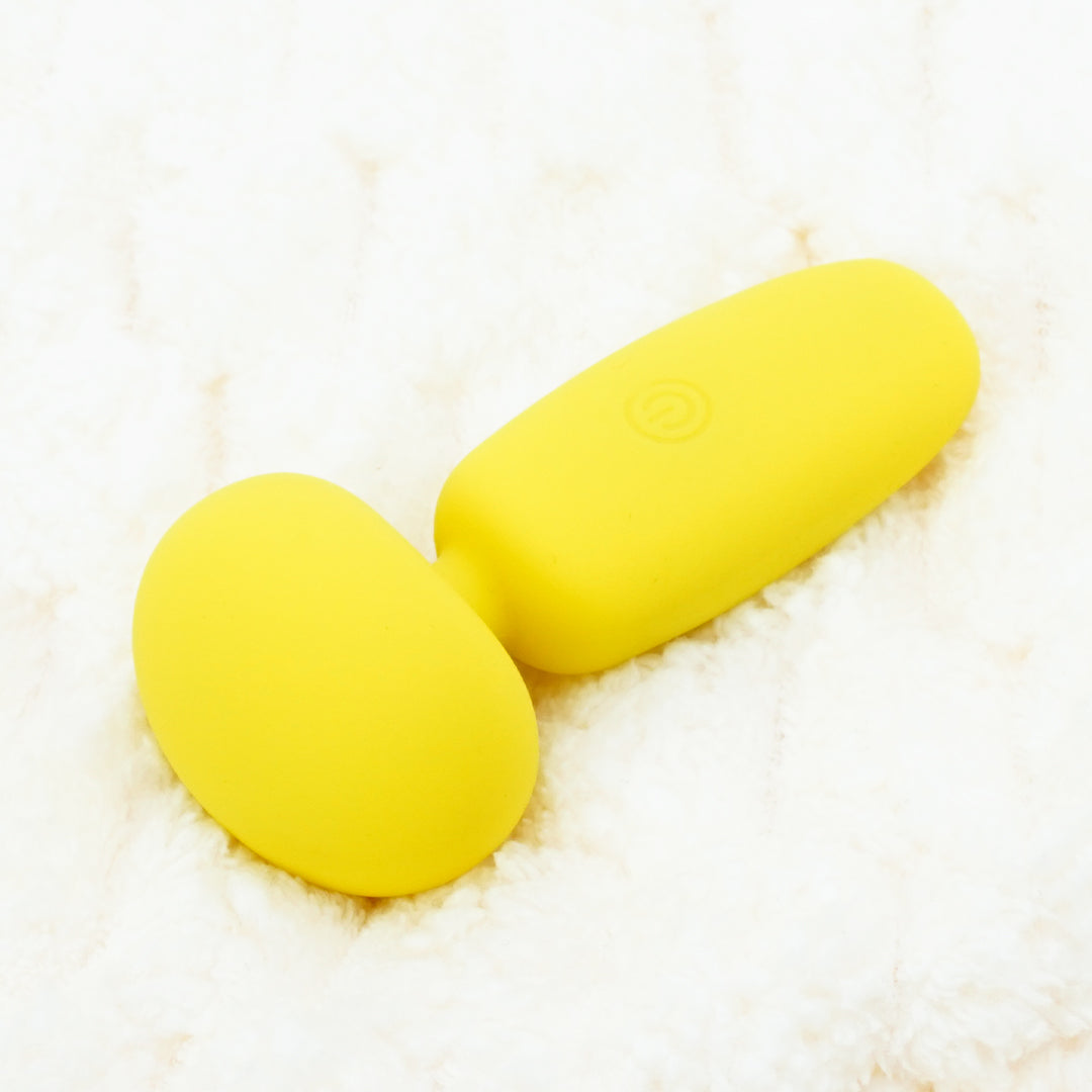 Yellow silicone mini wand massager, sensual wellness product