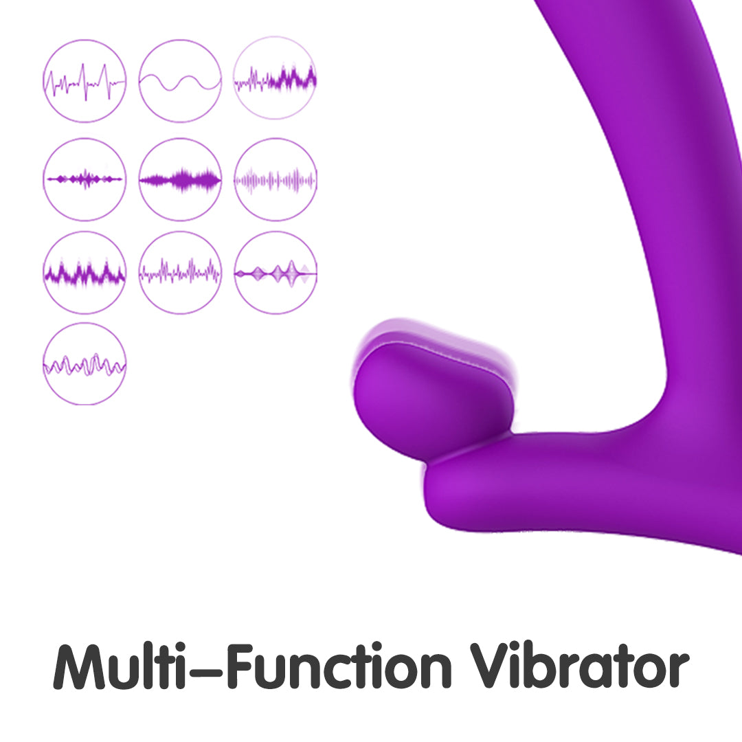 Purple multi-function vibrator with multiple vibration modes.