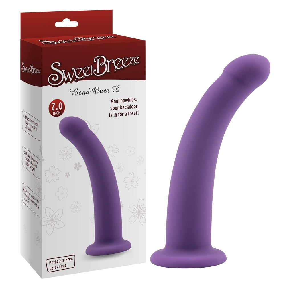 7-inch purple bend over dildo by Sweet Breeze, for anal pleasure