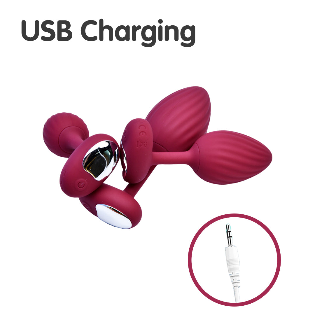 Ruby Trio Silicone Anal Plug Kit with USB charging