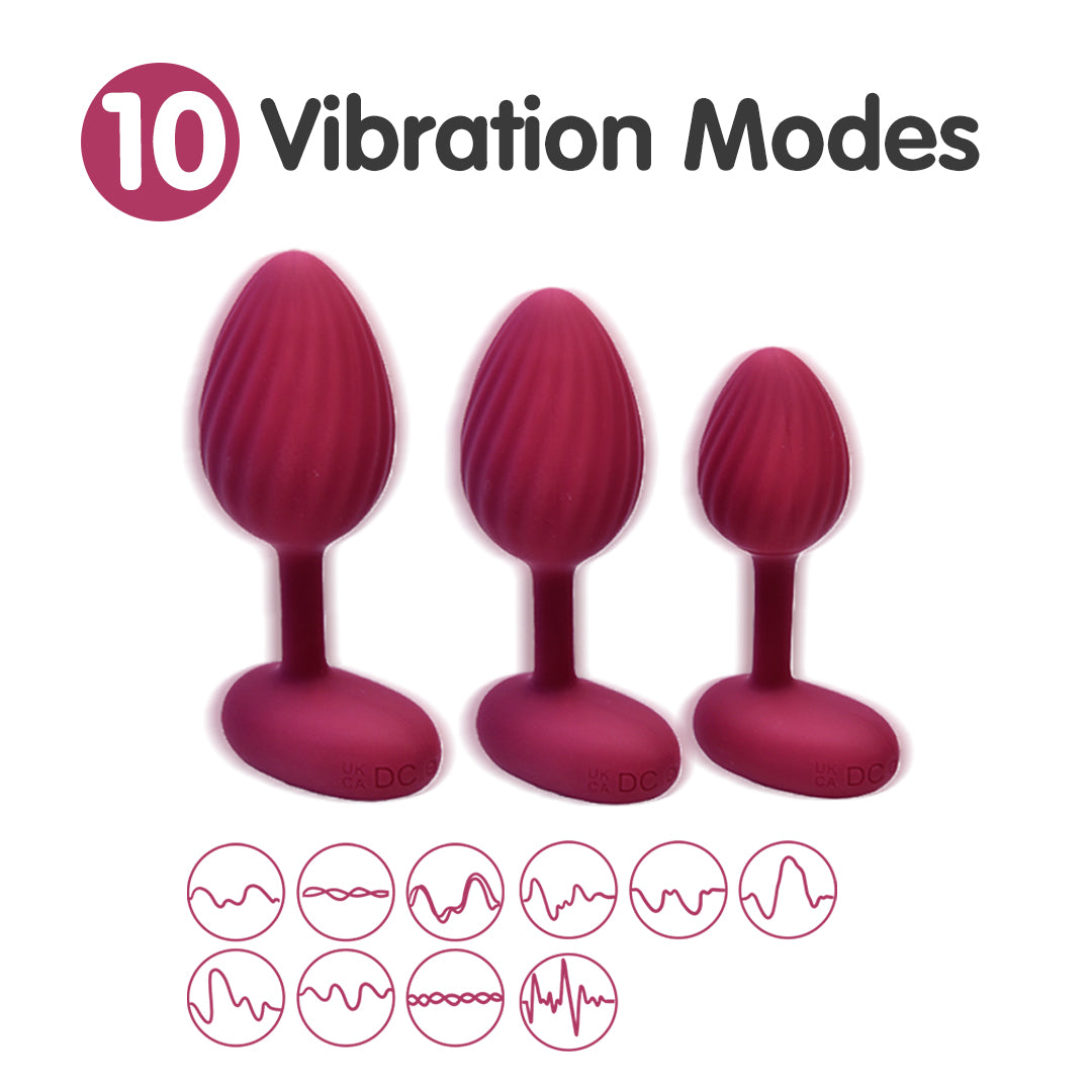 Ruby Trio Silicone Anal Plug Kit with 10 Vibration Modes