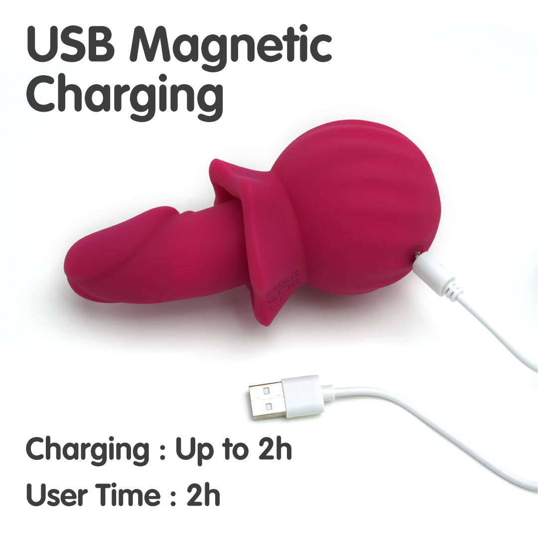 Pink Lunex Sucking & Swing Vibrator with USB magnetic charging, 2h charge, 2h user time.