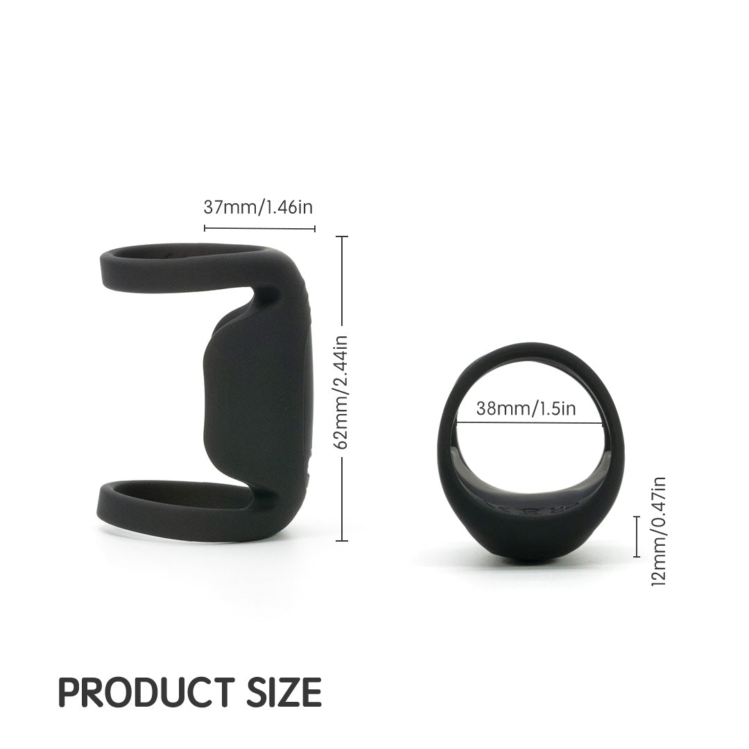 Black silicone cock ring with dimensions - PRODUCT SIZE