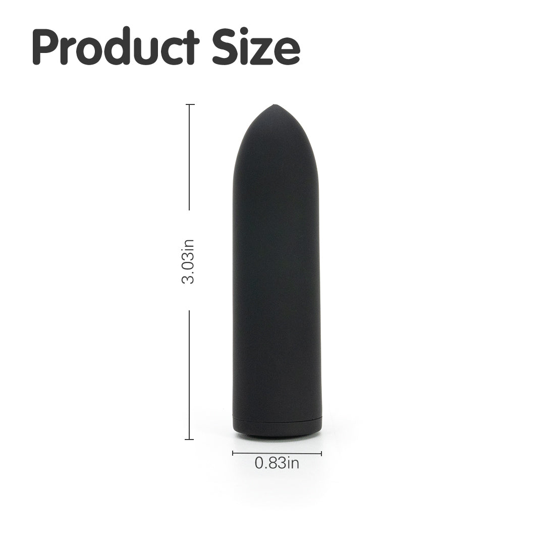 Obsidian Control Bullet Vibrator dimensions: 3.03in x 0.83in