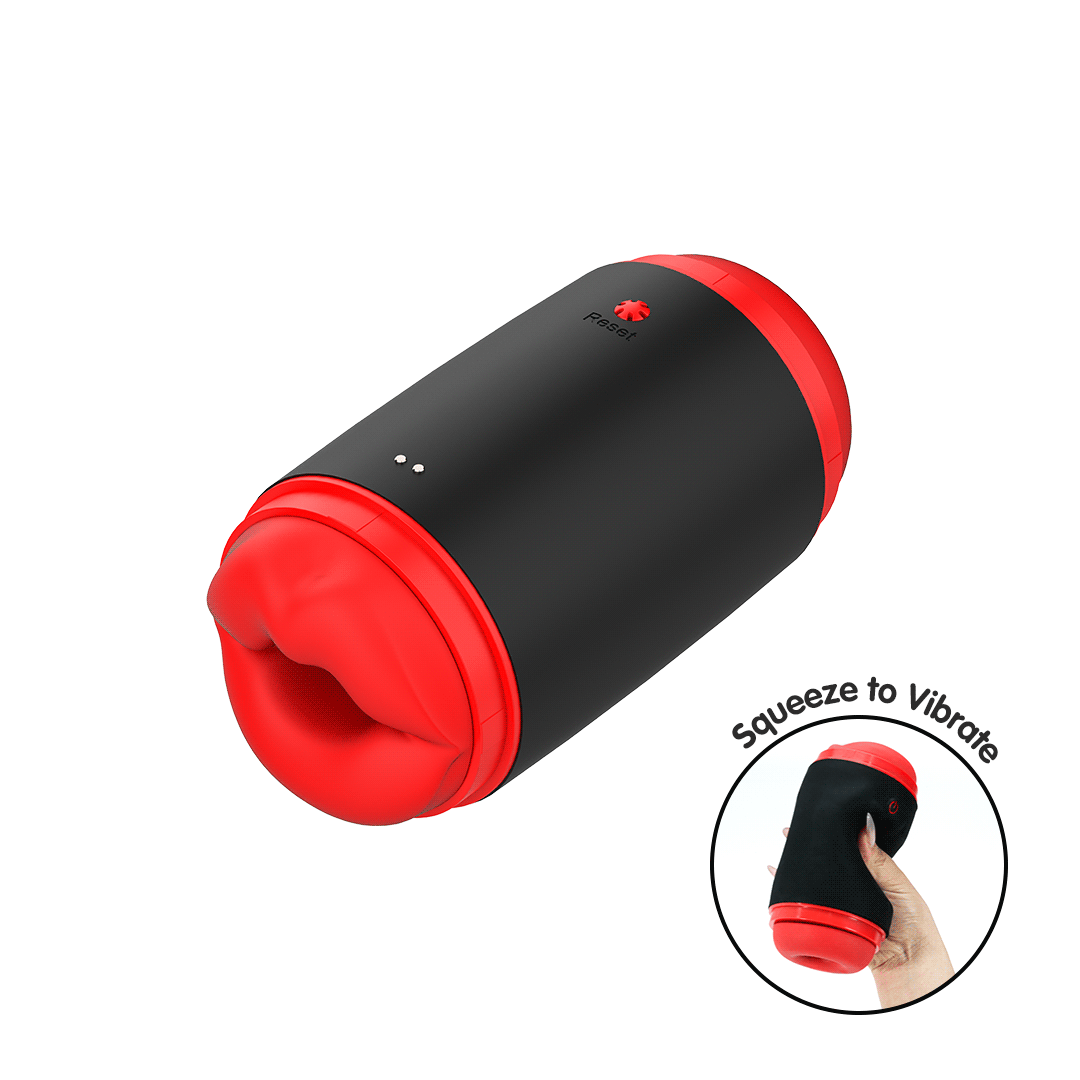 Crimson Kiss Squeeze Vibrating Male Masturbator