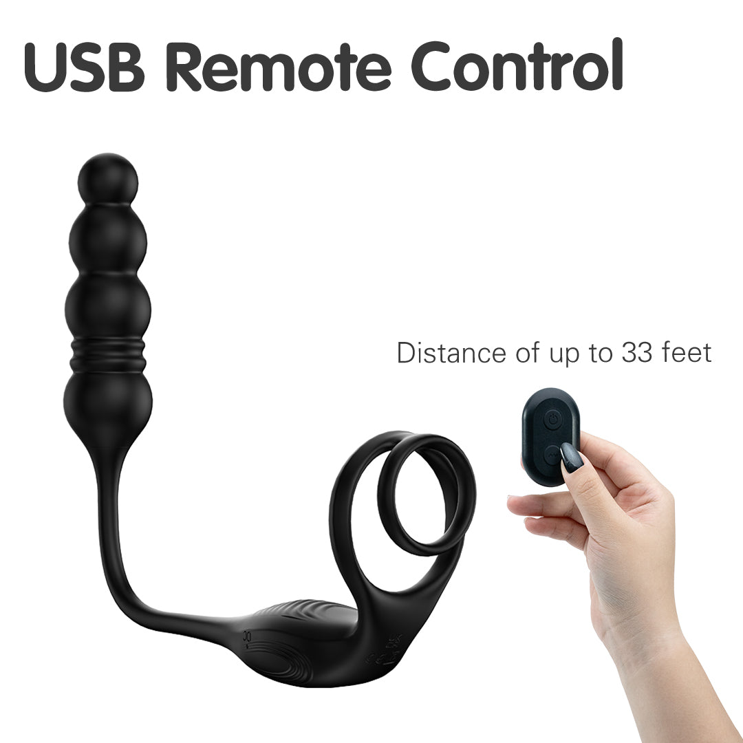PulseHook Remote Control Thrusting Prostate Massager Cock Rings Vibrator
