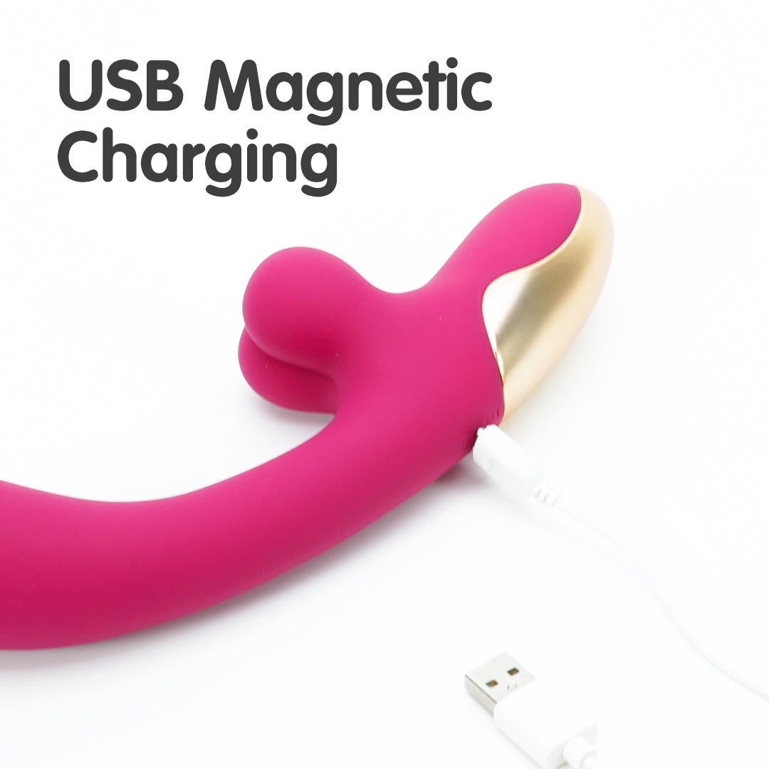 Whale-p dual rabbit vibrator with USB magnetic charging